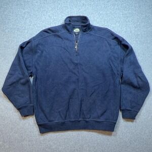 Tommy Bahama Sweatshirt Mens Medium Blue 1/4 Zip Mock‎ Neck Cotton Pullover